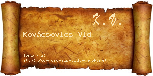 Kovácsovics Vid névjegykártya